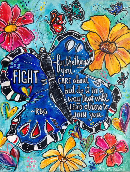 Motivational Quote with Butterflies and Flowers Giclee Print on Paper - PRINT STOCK SALE