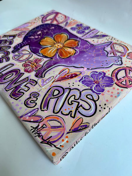 Summer Collection Peace Love & Pigs 8x10 Original Painting