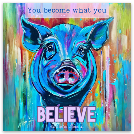 January Colorful Pig of Hope Sticker - You Become What You Believe- Allie for the Soul