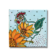 Load image into Gallery viewer, MINIS &amp; MOONS Collection Just a Chick In a World Full of Sunflowers 5 x 5 Original Painting
