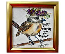 Load image into Gallery viewer, Just Wingin’ it Darling Original Watercolor Painting 5”x 5” Framed

