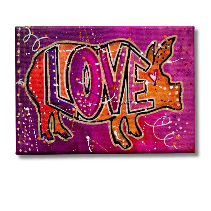 Summer Collection LOVE Pig 5x7 Original Painting