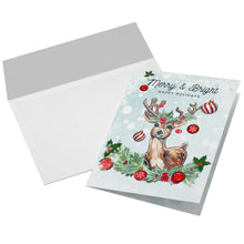 Load image into Gallery viewer, Holiday Christmas Cards Doe Deer Reindeer Art Merry and Bright Holiday Greetings Art Allison Luci
