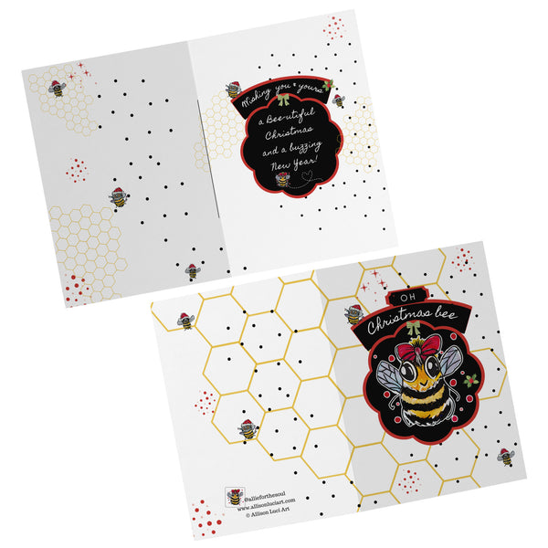 Bee lover cards christmas bee oh christmas bee buzzing new year greeting bee art save the bees allie for the soul