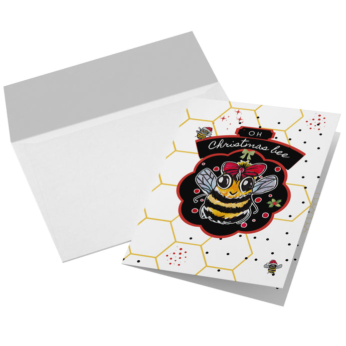 Bee lover cards christmas bee oh christmas bee buzzing new year greeting bee art save the bees allie for the soul