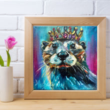 Load image into Gallery viewer, Happy Squeaks Otter Art Original Oil Painting 5” x 5”
