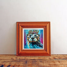 Load image into Gallery viewer, Happy Squeaks Otter Art Original Oil Painting 5” x 5”
