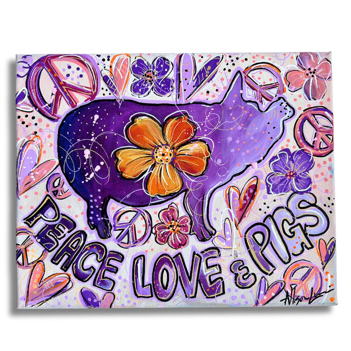 Summer Collection Peace Love & Pigs 8x10 Original Painting