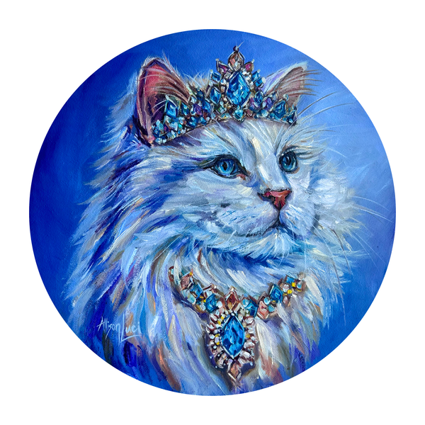 Princess Periwinkle Royal Cat Art PAPER Giclee PRINT Multiple Sizes