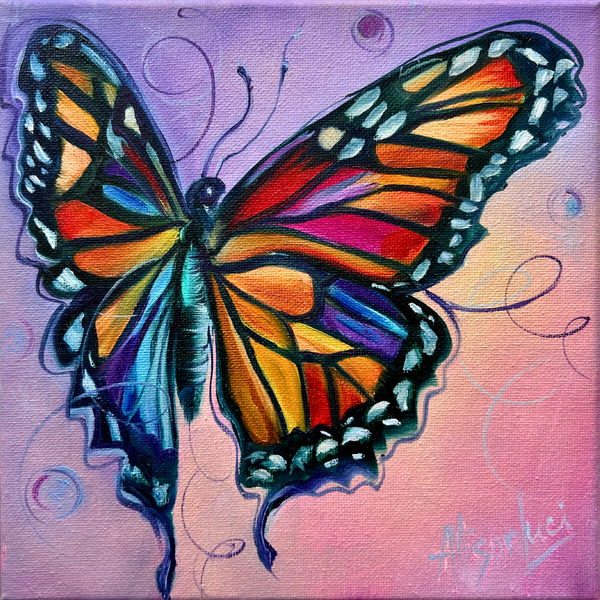 Colorful Fun Butterfly Art PAPER Giclee PRINT - Multiple Sizes