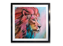 Load image into Gallery viewer, safari art lion wildlife colorful bol animal art 
