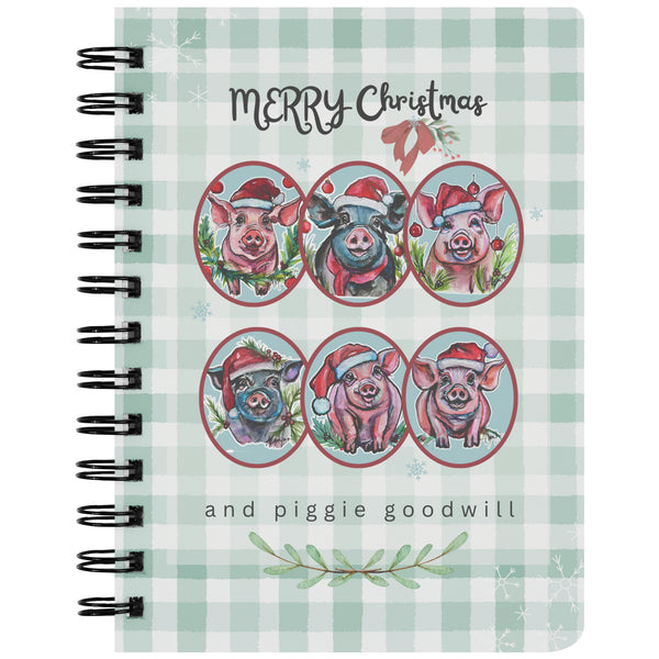 pig art pig lover pig rescue kindness merry christmas and piggie goodwill santa hat pigs watercolor art on journal pig notebook journaling allie for the soul