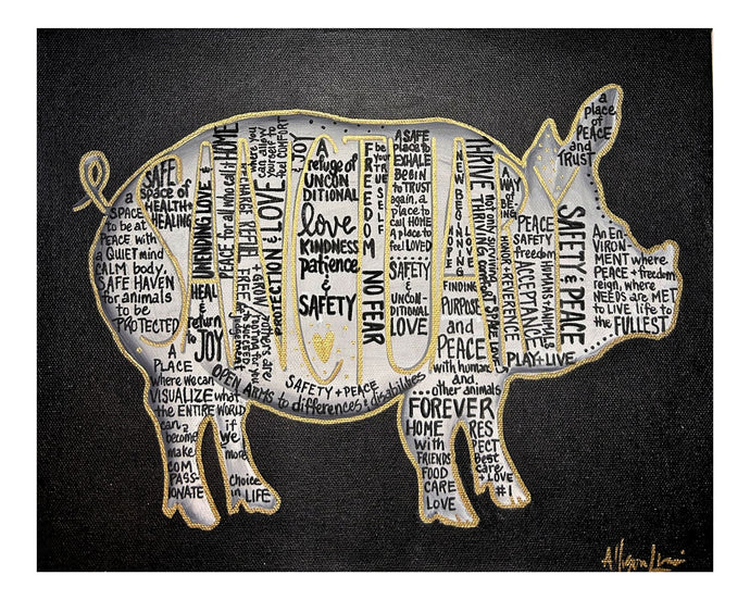 Sanctuary Community Pig Fine Art Paper Print Multiple Sizes STOCK PRINTS