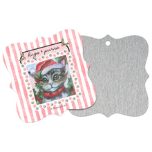 Load image into Gallery viewer, Kitty Cat Santa Art Christmas Ornament cat lover cat lady Christmas cat holiday decor crazy cat lady love cats allie for the soul art
