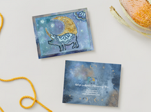 Load image into Gallery viewer, NOTE CARDS Set of 10 FREE SHIPPING Pig with Golden Moon - Blank Inside &quot;Asleep or Awake I DReam of You&quot;
