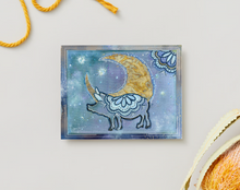 Load image into Gallery viewer, NOTE CARDS Set of 10 FREE SHIPPING Pig with Golden Moon - Blank Inside &quot;Asleep or Awake I DReam of You&quot;
