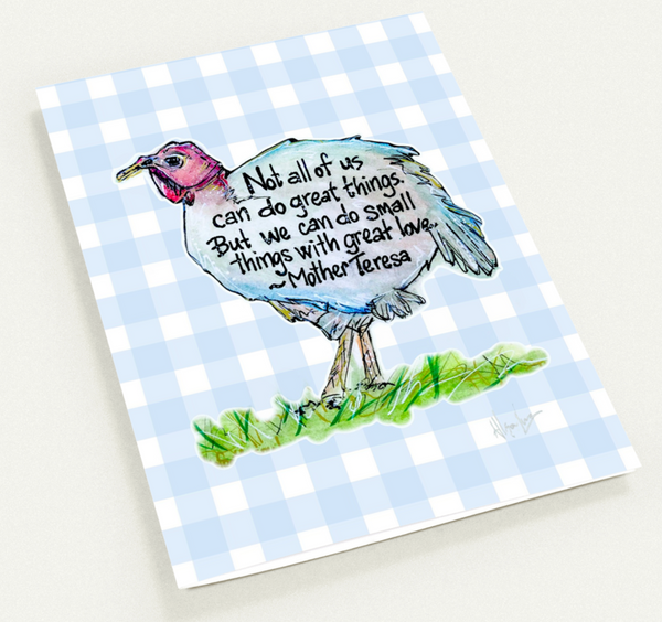 Set of 8 Notecards With Gratitude - Turkey Art with Mother Teresa Quote
