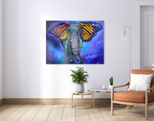 Load image into Gallery viewer, Metamorphosis Purple Tones Elephant with Butterfly Ears Painting Gallery Wrapped CANVAS Print - Multiple Sizes
