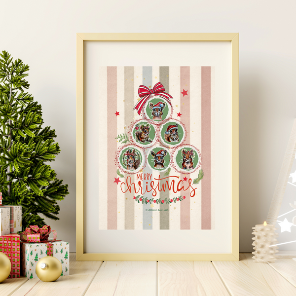 Nuts for Christmas Squirrel Holiday Art Print - Multiple Sizes
