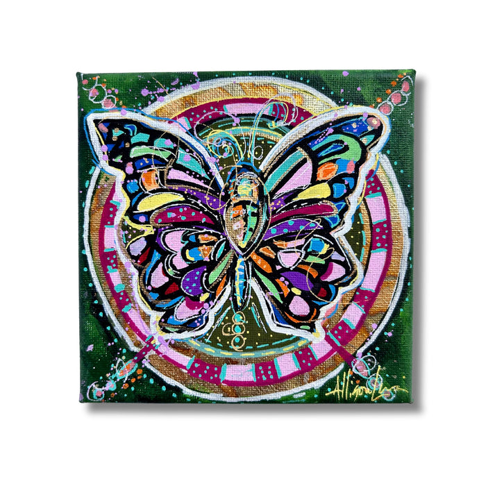 Summer Collection Stained Glass Wings of Hope 5 x 5 Original Painting