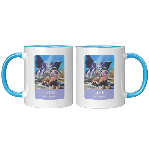Sweet Aaron, Live for the Moment Mug, 2 Colors Blue or Pink