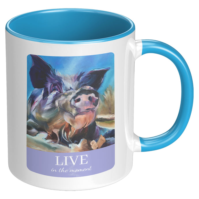 Sweet Aaron, Live for the Moment Mug, 2 Colors Blue or Pink
