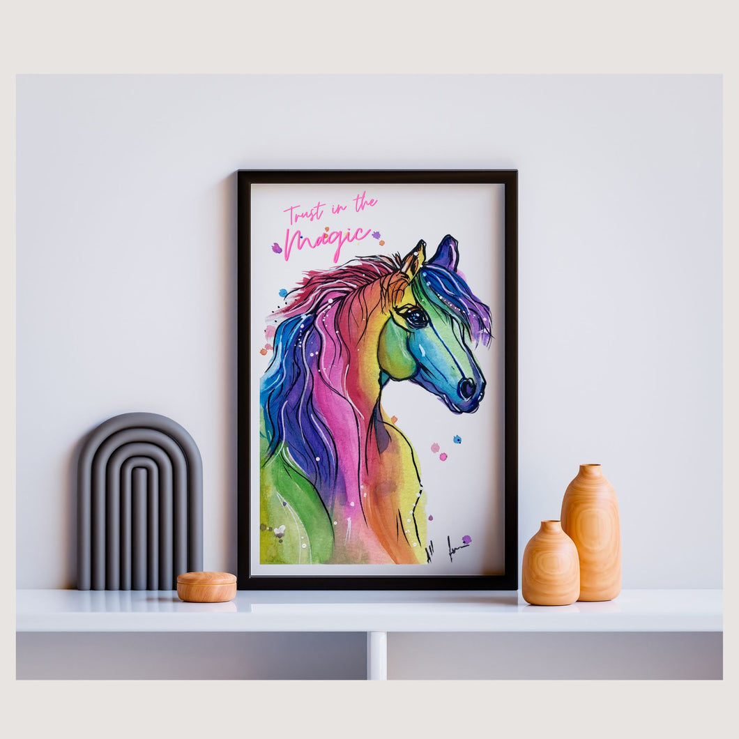 Trust in the Magic Bright & Colorful Horse Fine Art Print - 2 Sizes - Allison Luci Art