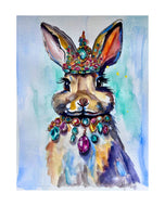 Original Watercolor Painting The Royal Hare Giclee Bunny Rabbit ORIGINAL Watercolor Art Free Shipping