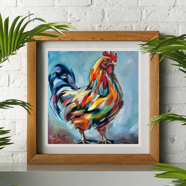 True Colors Colorful Chicken Farm Rooster Art PAPER Giclee PRINT - Multiple Sizes