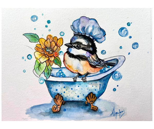 Splish Splash & Soar Original Watercolor Painting 8” x 10”