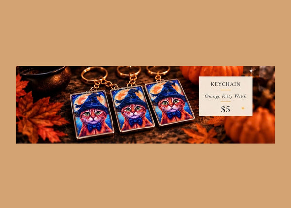 Wizard Kitty Orange Cat Keychain