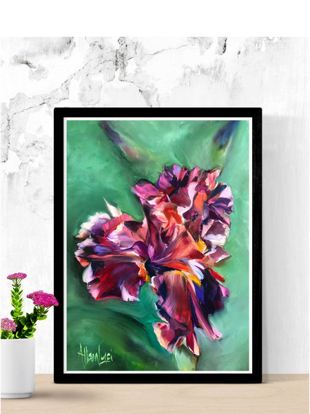 Wild Soul Iris Oil Painting Print on Paper - Multiple Sizes - Allison Luci