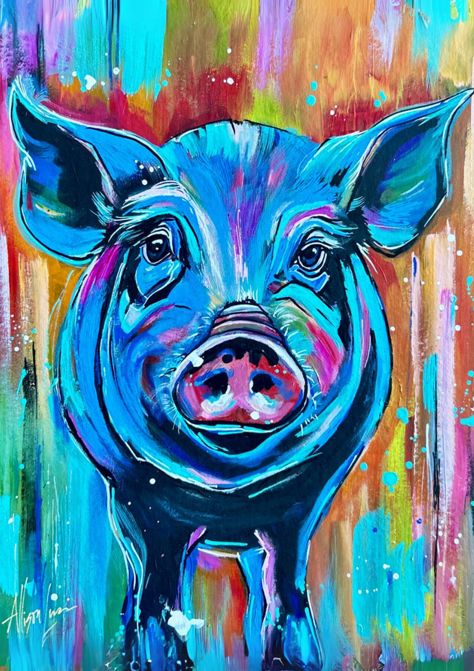 January Pig Pig Giclee Fine Art Paper Print