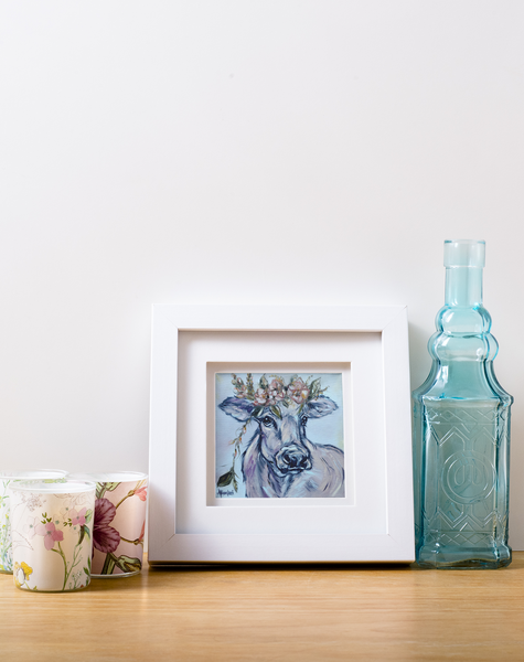 Heidi Cow with Flower Crown Giclee Fine Art Print PRINT STOCK SALE