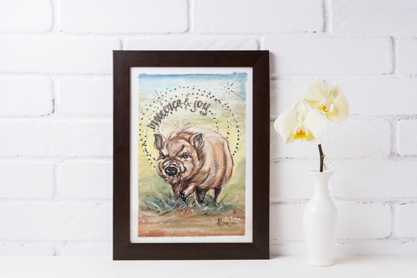 Tater Tot Pig Rescue Art Print - Innocence and Joy PRINT STOCK SALE