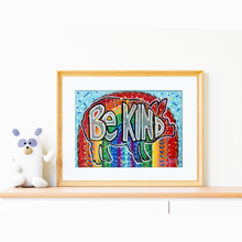 Load image into Gallery viewer, Be Kind Rainbow Pig Art PAPER Giclee PRINT - Multiple Size
