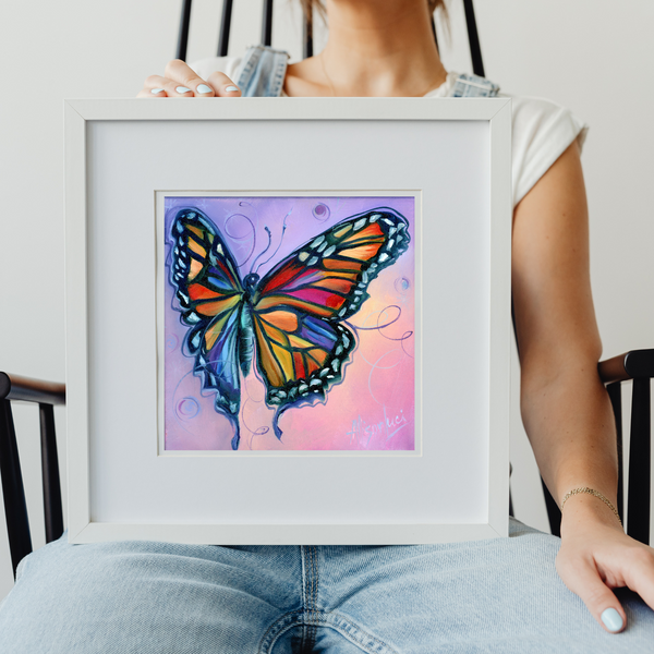 Colorful Fun Butterfly Art PAPER Giclee PRINT - Multiple Sizes