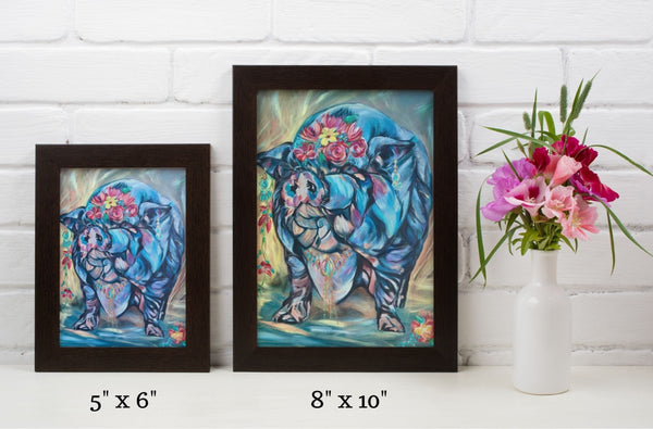 Pig art-painting whimisical home decor interior design allison luci frida kahlo inspired bold fun farm art