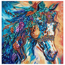 Load image into Gallery viewer, Harvest Moon Horse Art Original Oil Painting 24" x 24"
