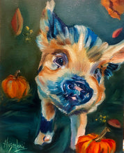 Load image into Gallery viewer, Mikey’s First Fall Pig Painting Fine Art Paper Print - PRINT STOCK SALE
