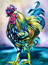 Load image into Gallery viewer, Helene, the Chicken Queen Original Oil Painting 12” x 16” on Cradled Gessoboard
