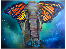 Load image into Gallery viewer, Metamorphosis Elephant Painting with Butterfly Ears Fine Art Paper Print
