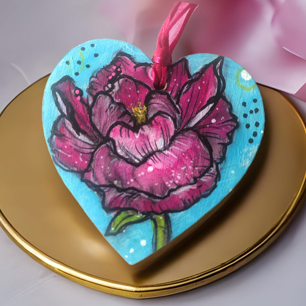 Peony Flower Heart Ornaments - SPRING BLOOM COLLECTION