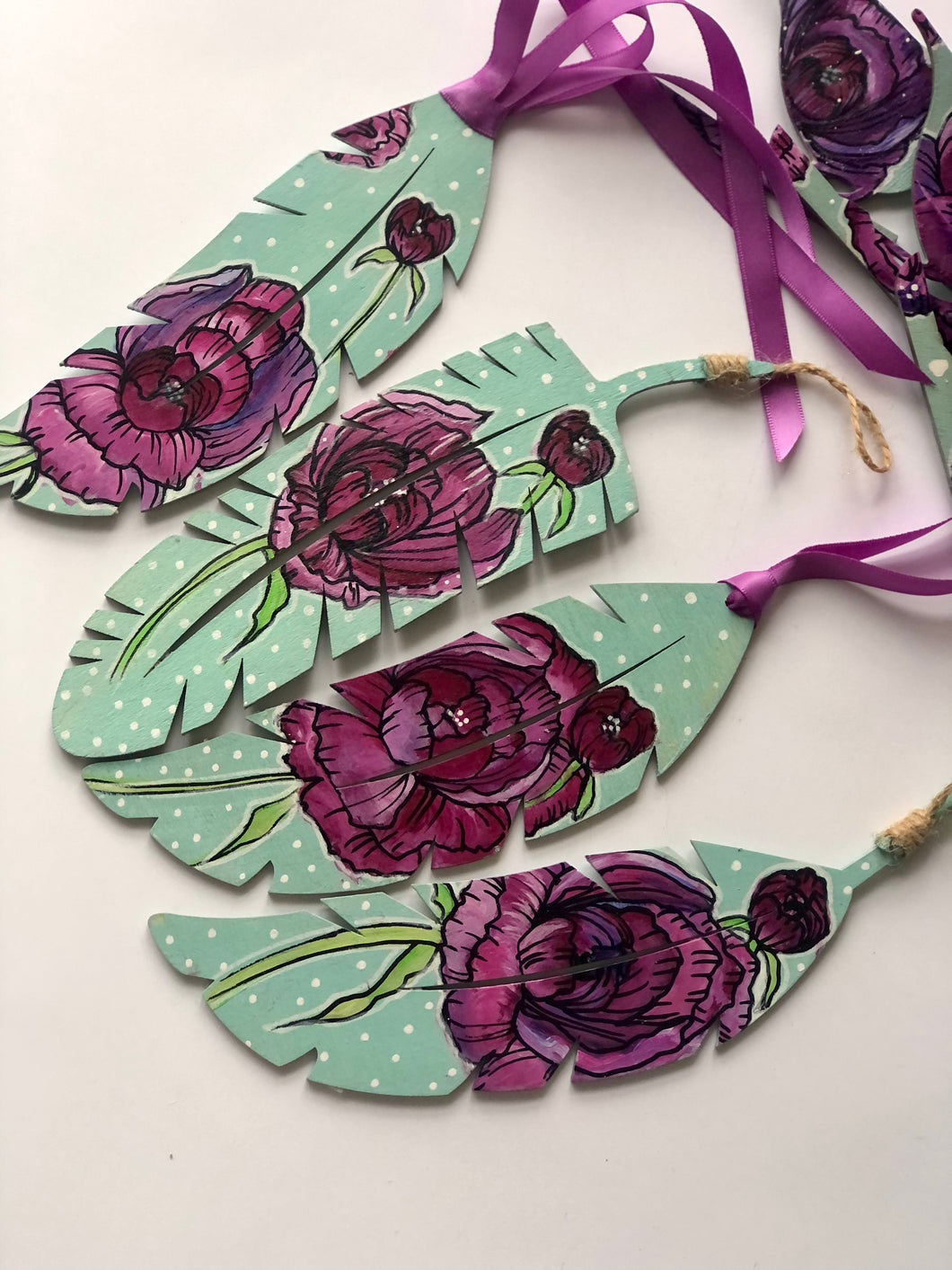 A Message - Feather Bookmark or Decorative Decor - SPRING BLOOM COLLECTION