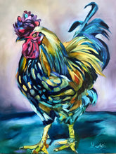 Load image into Gallery viewer, Helene, the Chicken Queen Original Oil Painting 12” x 16” on Cradled Gessoboard
