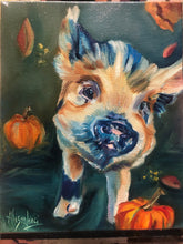 Load image into Gallery viewer, Mikey’s First Fall Pig Painting Fine Art Paper Print - PRINT STOCK SALE
