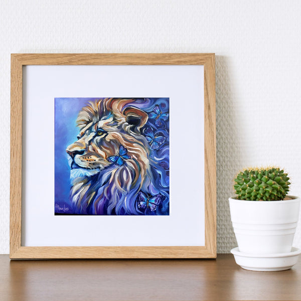 Lion and Butterflies The Magic of Nature is Within all of Us Gicleé Fine Art Paper Print - Multiple Sizes Allison Luci Art