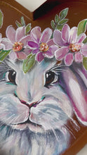 Load and play video in Gallery viewer, Large 8” Painted Bunny Rabbit Rustic Heart Art Free Shipping
