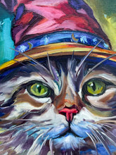 Load and play video in Gallery viewer, The Feline Alchemist Cat Sorcerer Art Original Oil Painting 10” x 10” Ships Free
