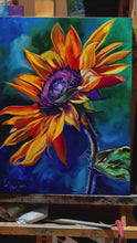 Load and play video in Gallery viewer, Today I Choose Joy  Sunflower Large Original Oil Painting 12” x 16”
